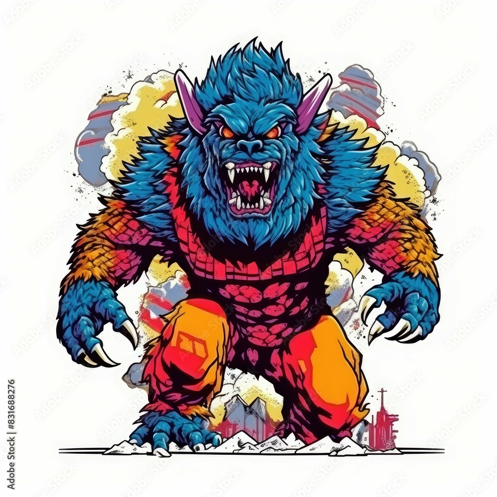 Art illustration monster angry colorfull Art illustration monster angry colorfull