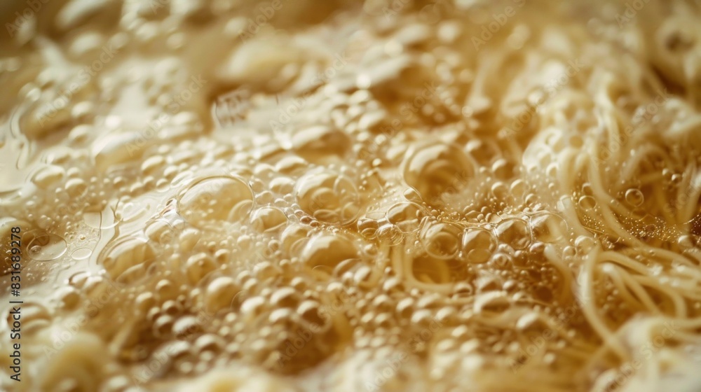 Macro shot of bubbling broth in a pot Macro shot of bubbling broth in a pot