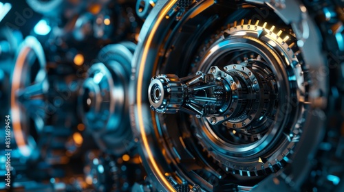 Cogwheels machinery , engineering and industry or concepts such as teamwork and search engine close up
