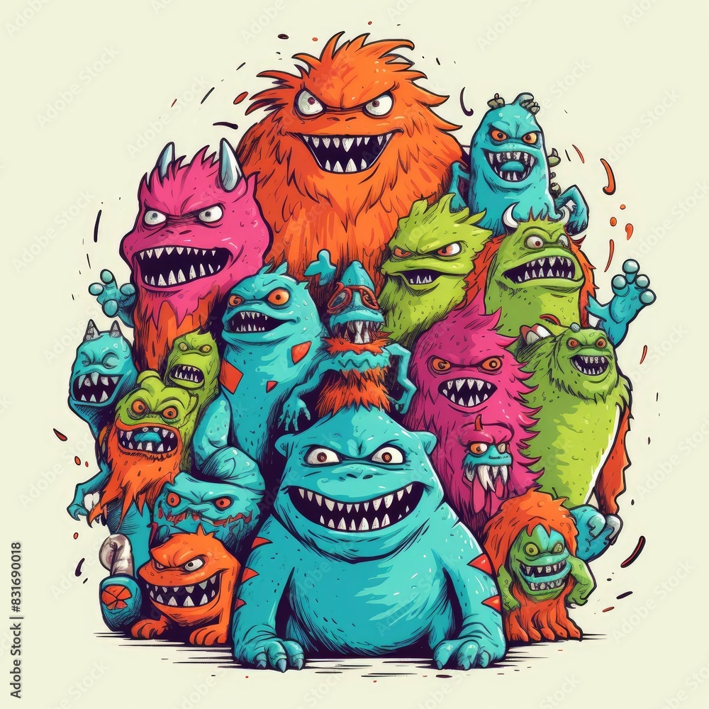 Art illustration doodle monster colorfull Art illustration doodle monster colorfull