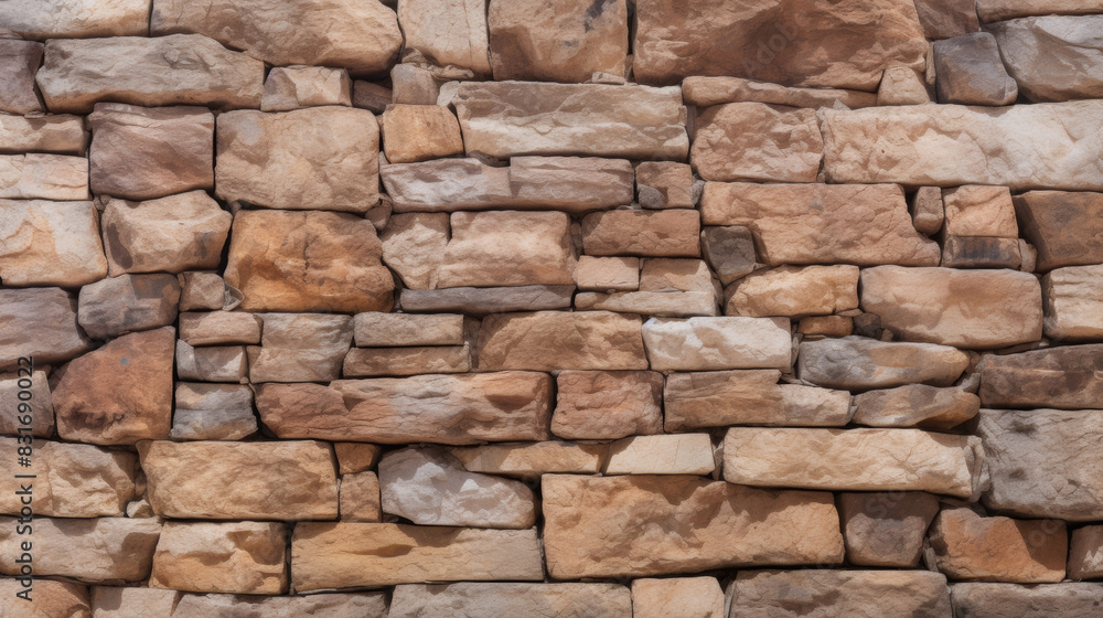 Classical Style Stone Wall with Large Rough Stones and Unpolished Patterns, Exuding High-Class and Design Aesthetic, Ideal for Industrial or Historical Backgrounds