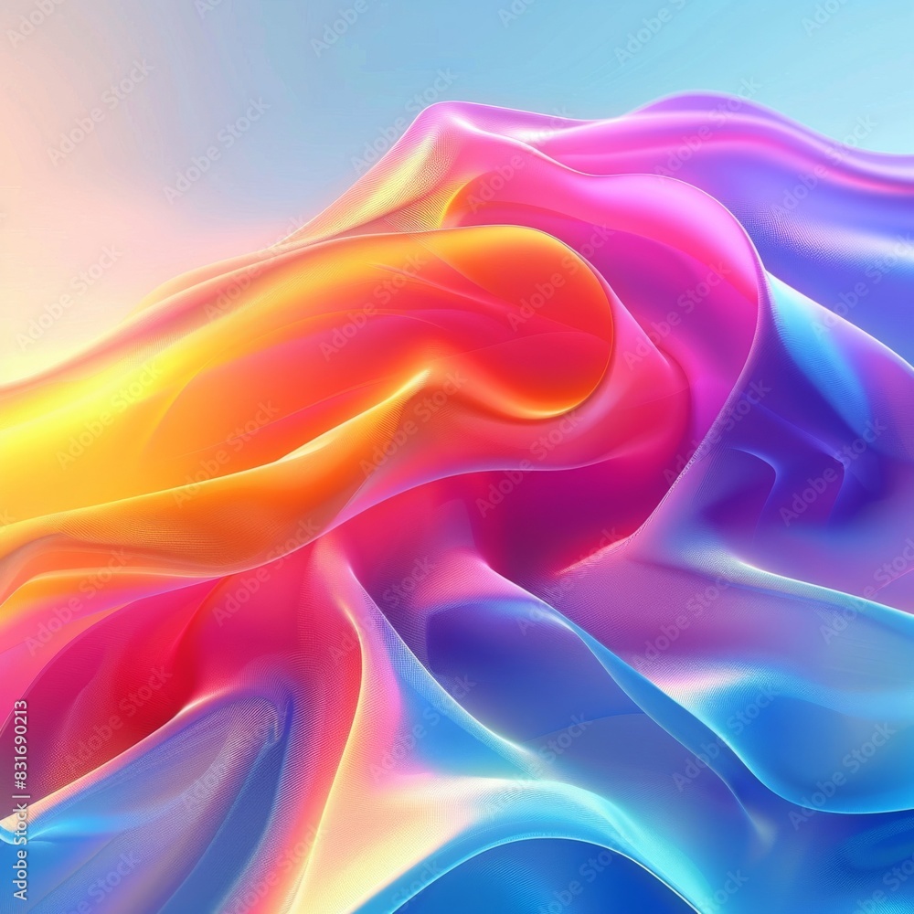 Fototapeta premium Colors swirl and flow within the graceful movements of vibrant silk waves