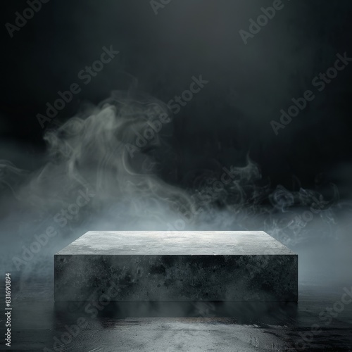 Enveloped in mist, the solitary pedestal exudes an aura of mystery