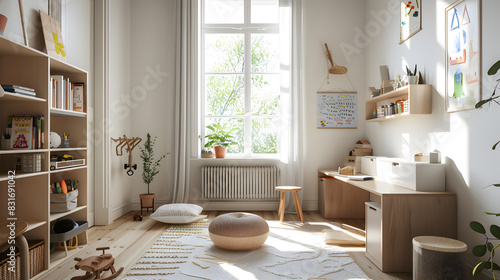 A small room with a window and a desk