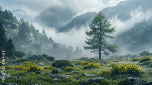 In the heart of the mountain wilderness, where the mist dances around ancient trees, lies a realm of vibrant herbs waiting to be discovered through the lens of the camera photo