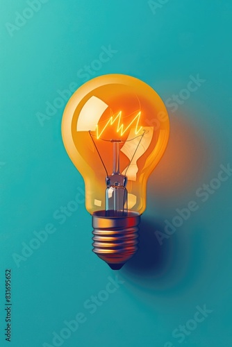 A light bulb illustration with a lightning bolt striking it, representing a brilliant idea, on a calming teal background. Perfect for showcasing innovation and creative solutions.