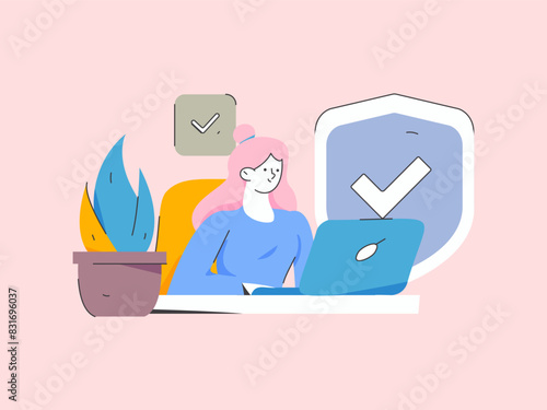 Business network security character flat vector concept operation hand drawn illustration
