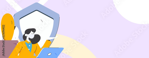 Business network security character flat vector concept operation hand drawn illustration
