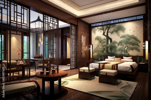 Wallpaper Mural Interior design. Computer Generated Image Of Modern apartment living room. Architectural Visualization. 3D Render.
 Torontodigital.ca