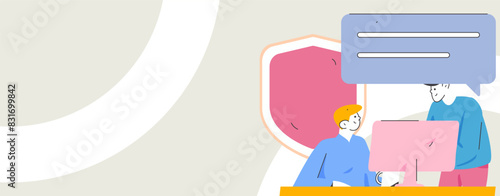 Business network security character flat vector concept operation hand drawn illustration
