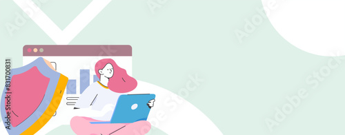 Business network security character flat vector concept operation hand drawn illustration
