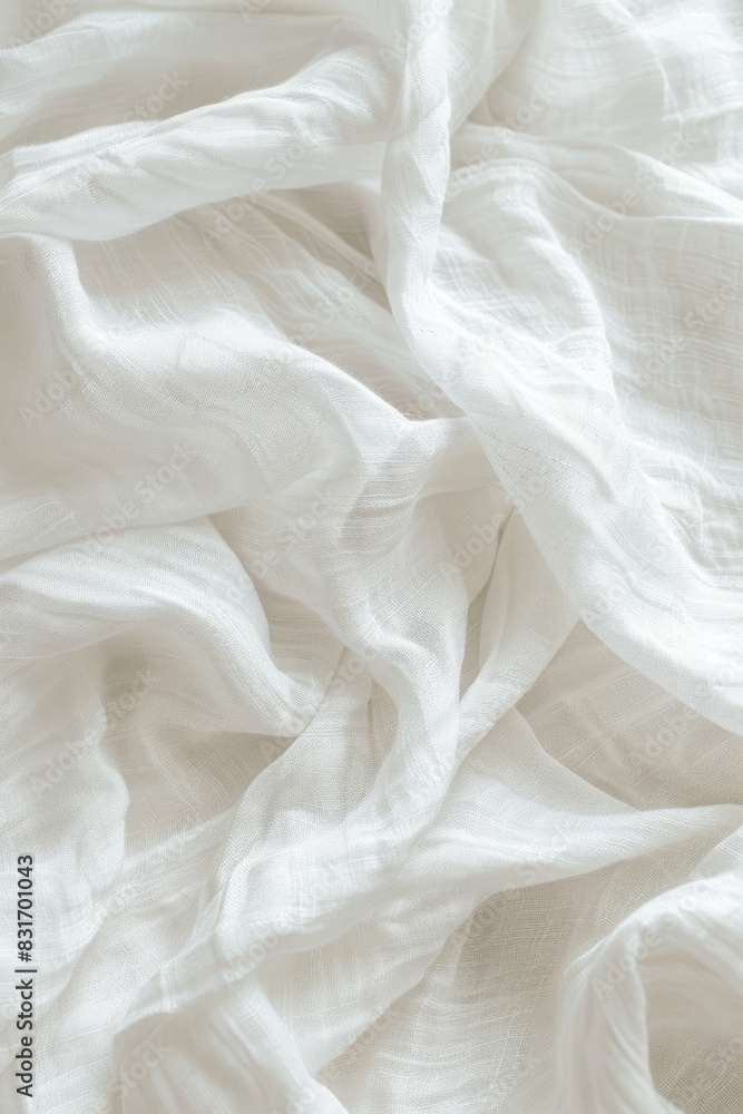 The texture of soft white linen fabric from a top view. The texture of soft white linen fabric from a top view.