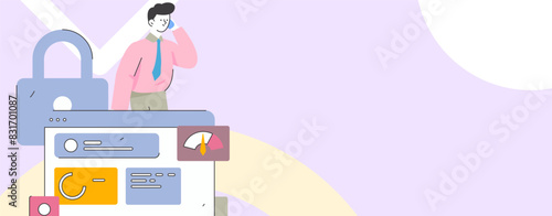 Business network security character flat vector concept operation hand drawn illustration
