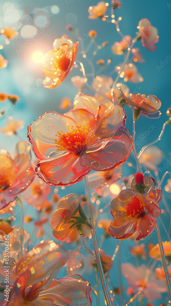 Surreal Blossoms: Ribbons of Fire and Flowers Surreal Blossoms: Ribbons of Fire and Flowers