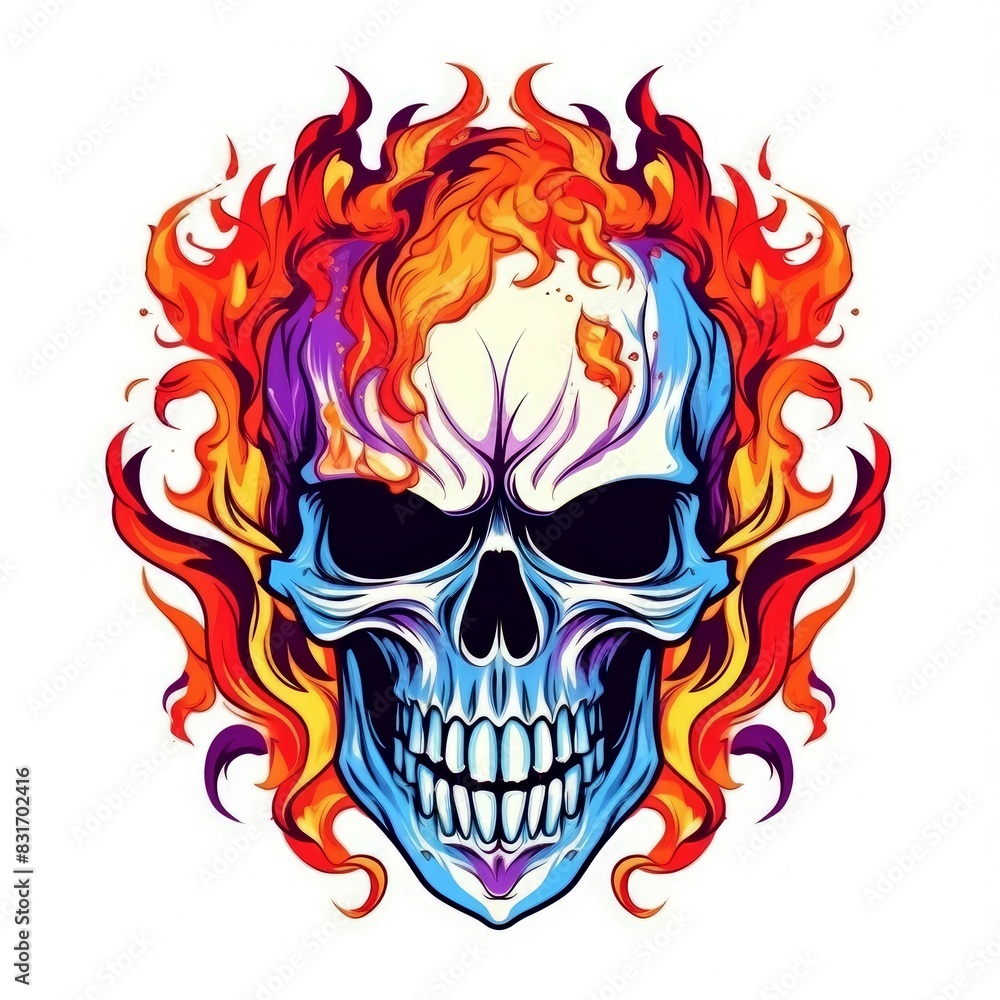 Art illustration skull skull on fire Art illustration skull skull on fire