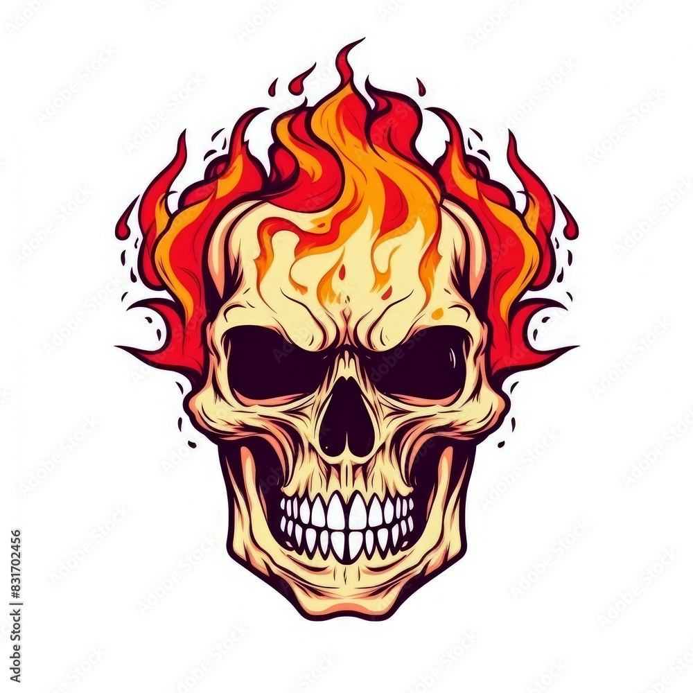 Art illustration skull skull on fire Art illustration skull skull on fire