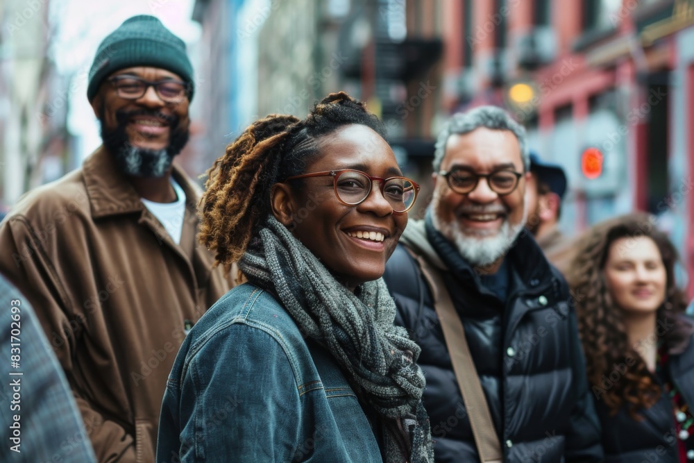 Group of diverse friends walking in the city. Multiethnic group of people. Group of diverse friends walking in the city. Multiethnic group of people.