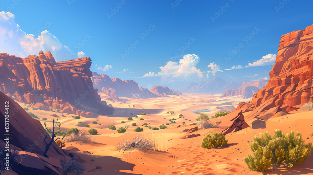 Naklejka premium Solitude in the Desert characterised by three main features low rainfall, scanty vegetation and extreme temperatures