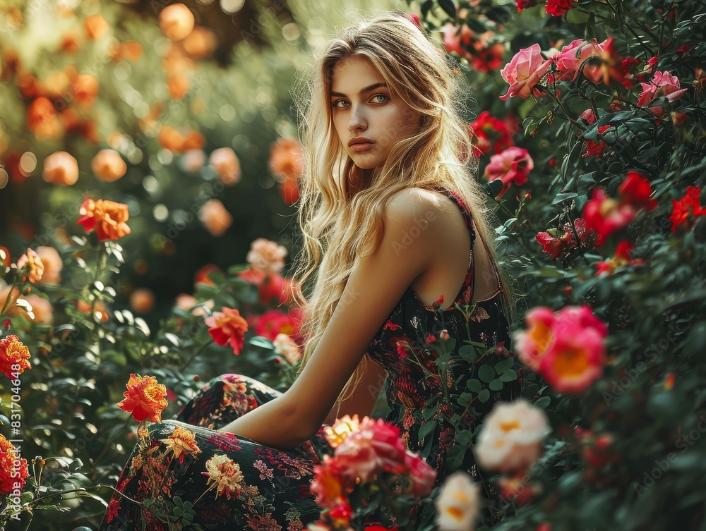 4 the lady is blonde and add some pink flowers in the bokeh and keep the noise of the snow - generative ai 4 the lady is blonde and add some pink flowers in the bokeh and keep the noise of the snow - generative ai