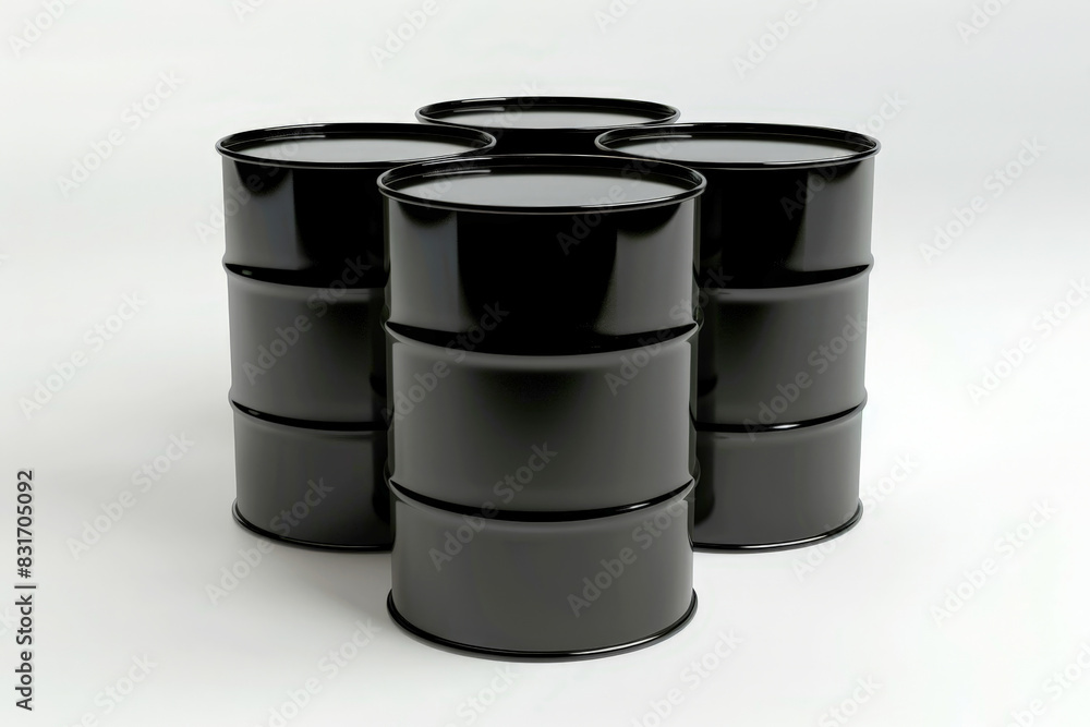 Black oil barrel isolated on transparent background, Generative AI Black oil barrel isolated on transparent background, Generative AI