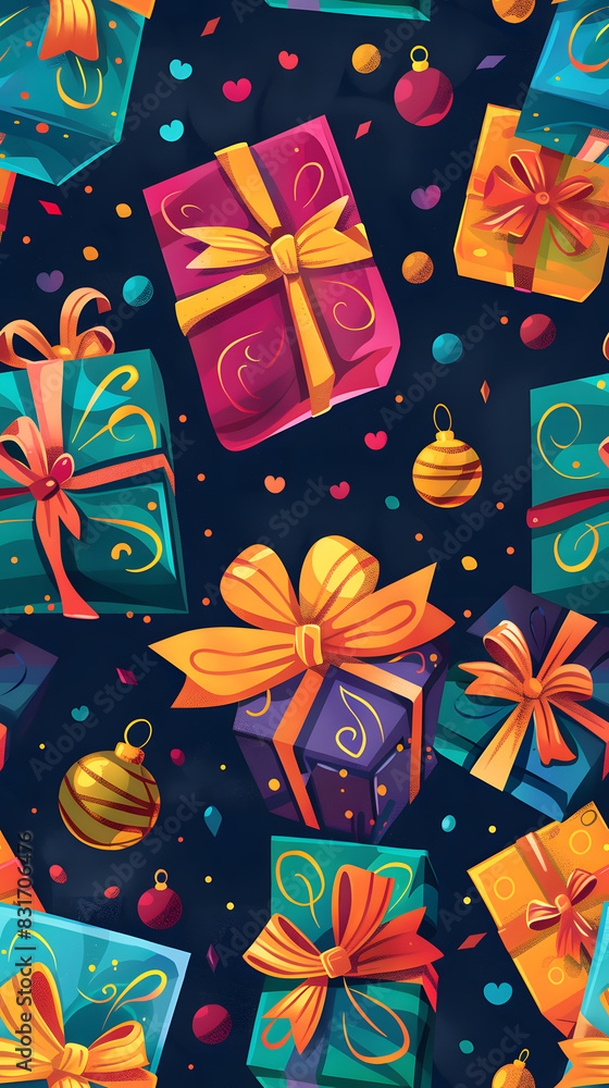 Fototapeta premium Seamless pattern of Christmas images