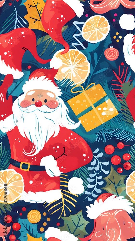 Fototapeta premium Seamless pattern of Christmas images