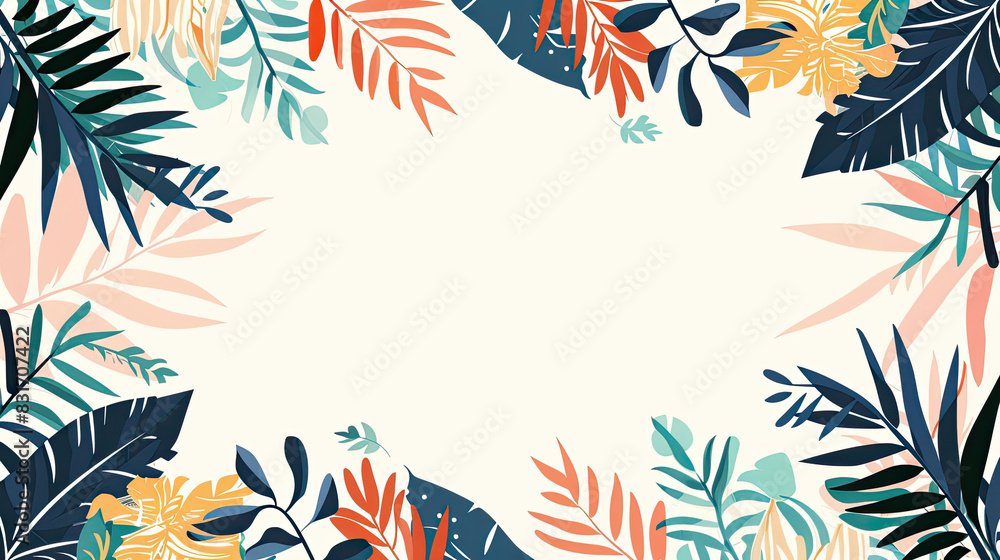 Obraz premium Colorful Tropical Leaf Frame Border generated with AI