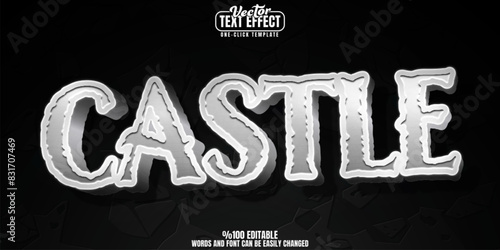 Castle editable text effect, customizable rock and fortress 3d font style