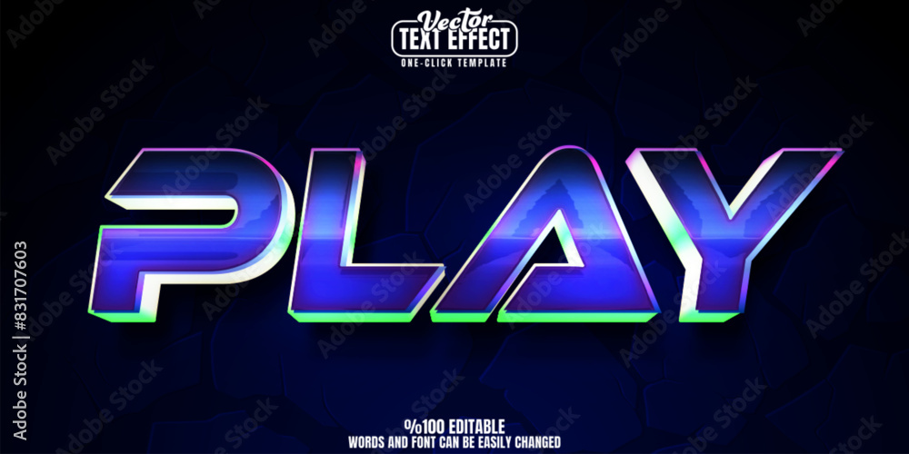Fototapeta premium Play editable text effect, customizable game and space 3D font style