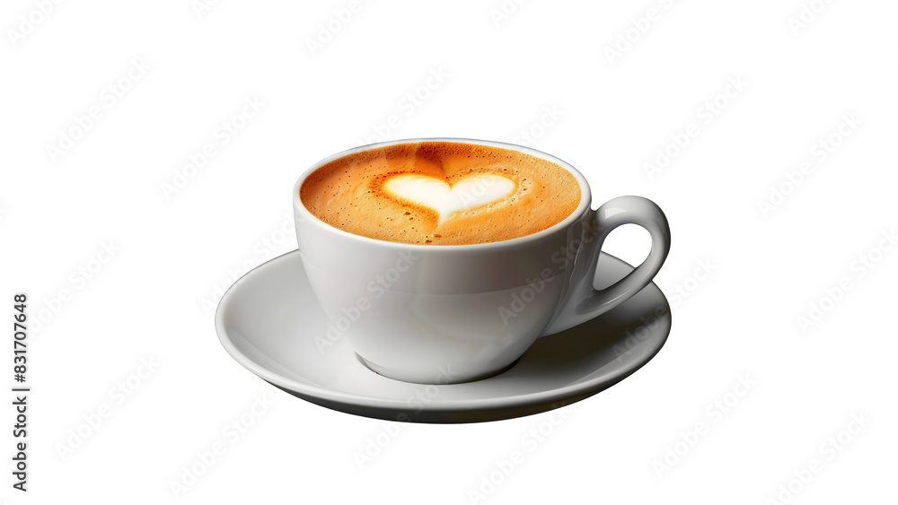 Close-up of a coffee with heart art isolated on a transparent background, PNG, Ai Close-up of a coffee with heart art isolated on a transparent background, PNG, Ai