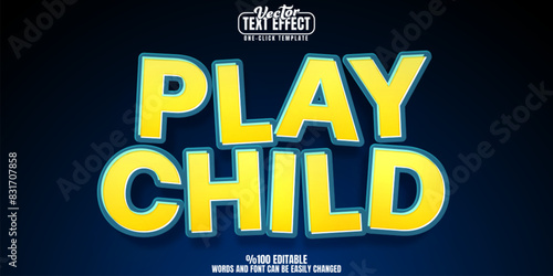 Cartoon editable text effect, customizable kids and animation 3d font style