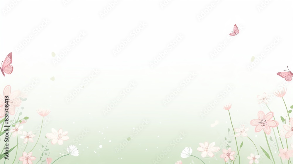 Delicate floral illustration featuring soft pink flowers and butterflies, perfect for spring or nature-themed designs with a gentle, airy vibe. Delicate floral illustration featuring soft pink flowers and butterflies, perfect for spring or nature-themed designs with a gentle, airy vibe.