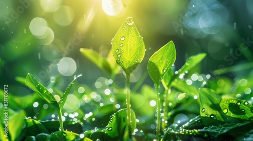 Sparkling droplets of blockchain data filling a rejuvenating spring demonstrating the potential for growth and prosperity with this technology. photo