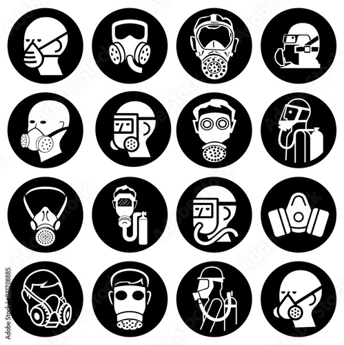 Face Protection Set Symbol Sign,Vector Illustration, Isolated On White Background Label. EPS10