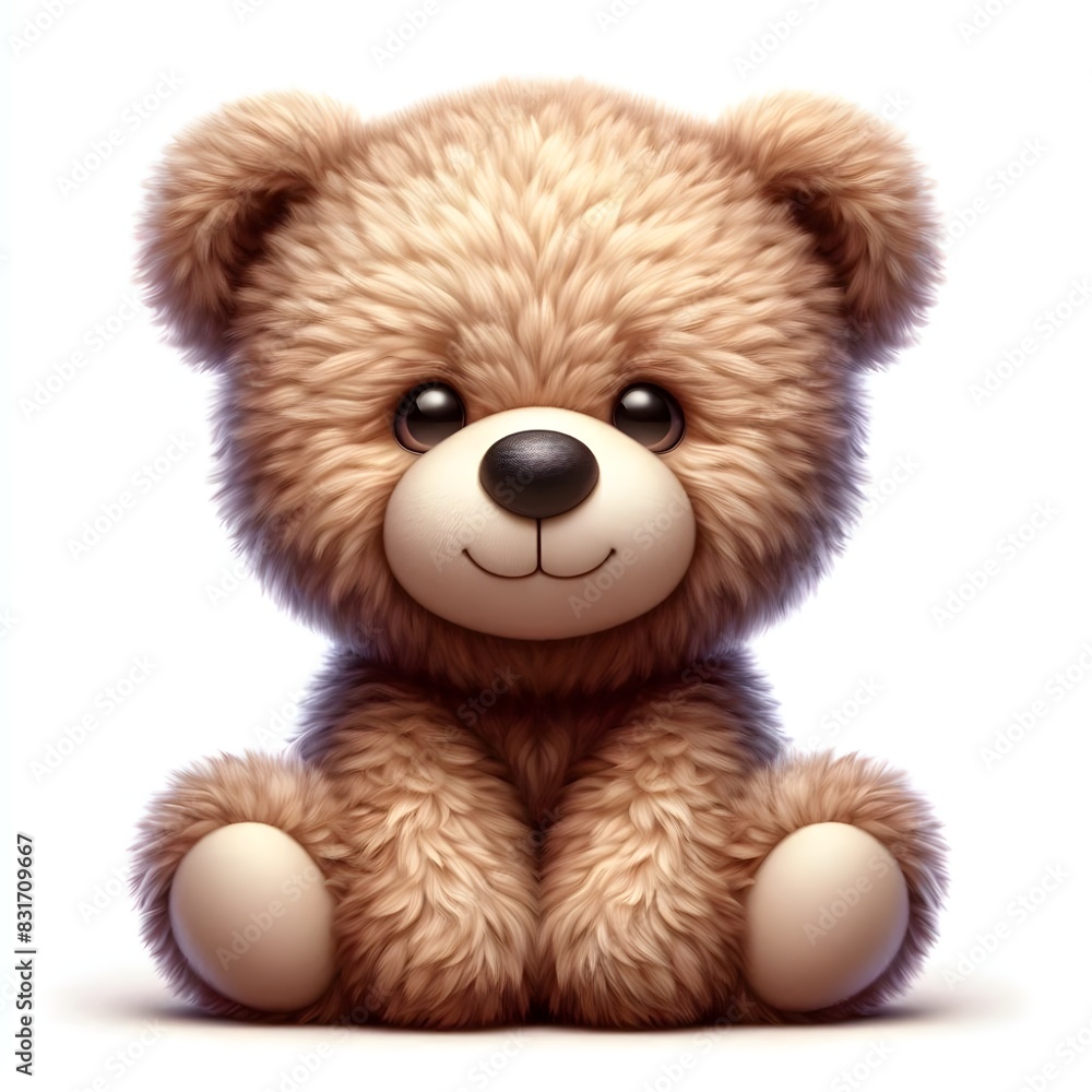 cute teddy bear sitting on the floor against a white background. Generative Ai On White Background cute teddy bear sitting on the floor against a white background. Generative Ai On White Background