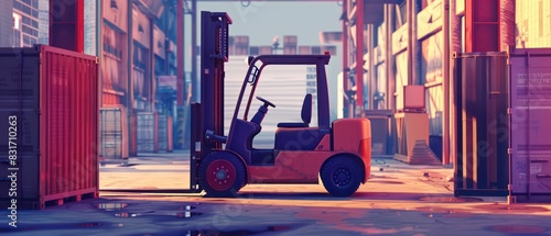 forklift truck on a warehouse