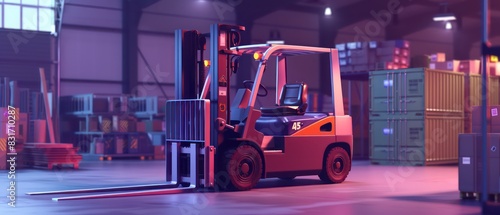 forklift truck on a warehouse © Dekastro