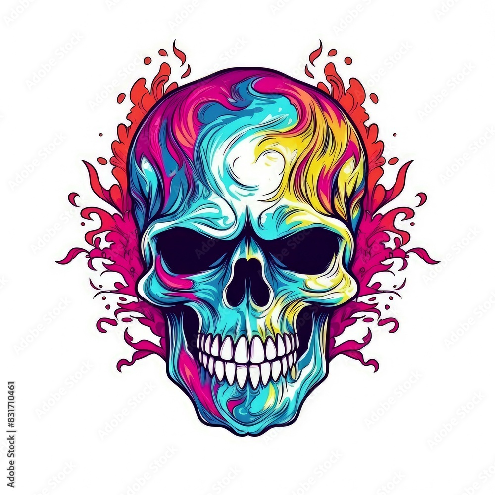 Art illustration skull full color shading Art illustration skull full color shading