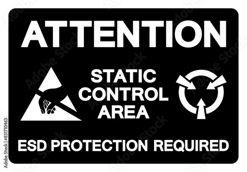 Caution Static Control Area ESD Protection Required Symbol Sign, Vector Illustration, Isolated On White Background Label .EPS10
