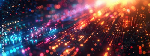 Vibrant Abstract Background with Colorful Light Streaks and Bokeh for Technology  Futuristic  and Digital Themes