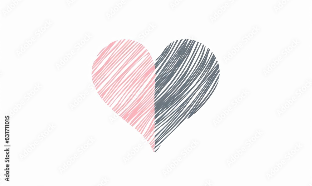 scribbling sketched heart illustration in pink and grey isolated on a white background scribbling sketched heart illustration in pink and grey isolated on a white background