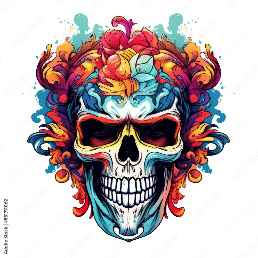 Fototapeta premium Art illustration skull full color shading