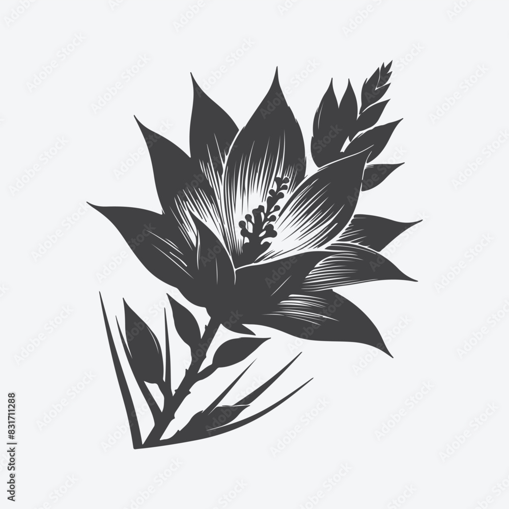 custom made wallpaper toronto digitalPrint Majestic Yucca Flower Silhouette, Capturing Nature's Elegance