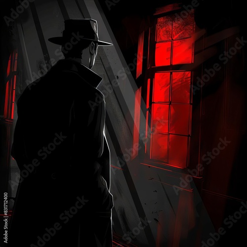 shadows of suspense detective tails suspect in noirinspired night scene cinematic illustration