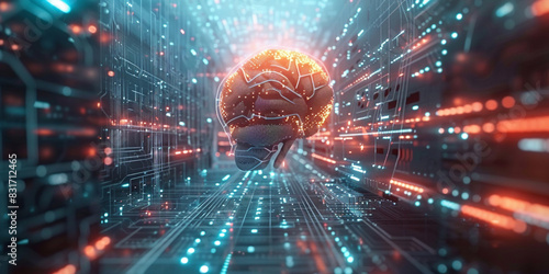 BrainComputer Interface Futuristic Sensation Technological Sensation Artificial Intelligence background