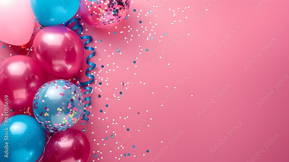 Carnival Atmosphere in Minimalist Fuchsia Balloons Streamers and Confetti Animate the Scene Carnival Atmosphere in Minimalist Fuchsia Balloons Streamers and Confetti Animate the Scene