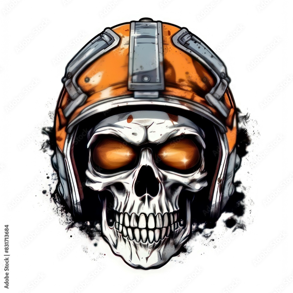 Art illustration skull biker use helmet Art illustration skull biker use helmet
