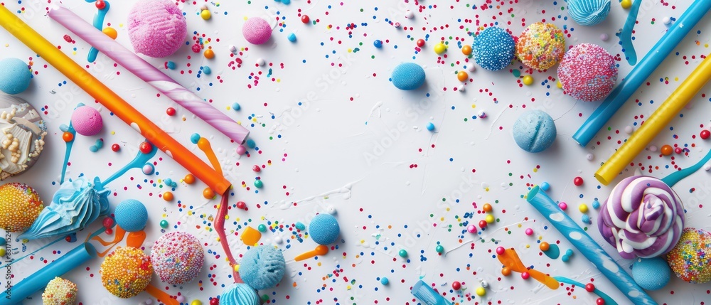 Obraz premium carnival wallpaper with themed graphic elements on a white surface with a empty space