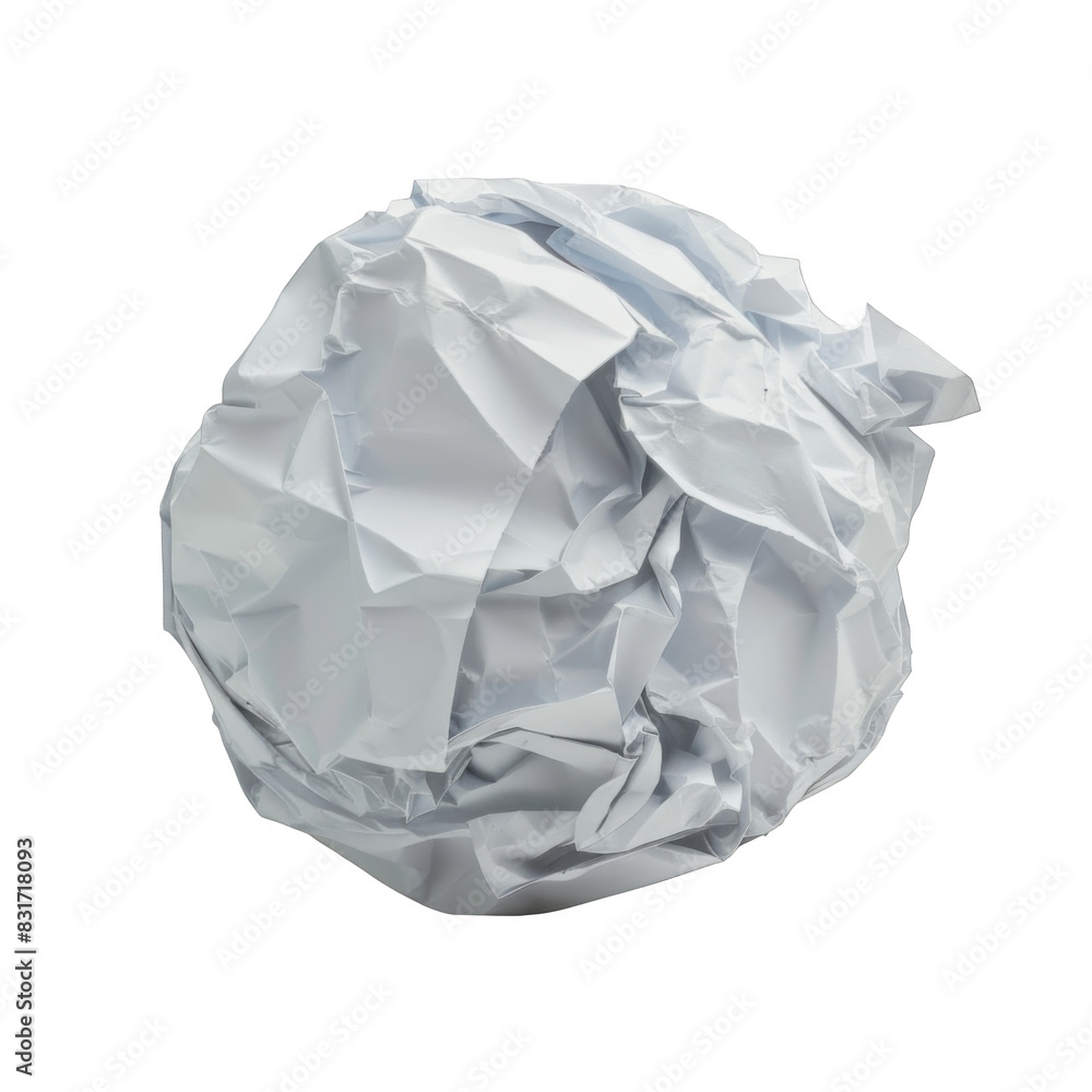 Naklejka premium Crumpled paper ball, white background