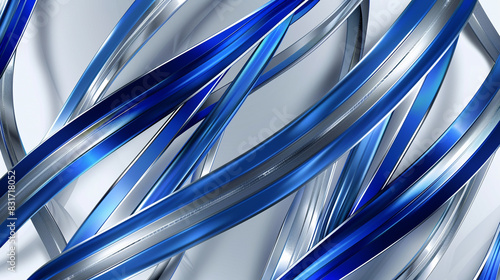 Fototapeta Naklejka Na Ścianę i Meble -  Metallic silver wireframe with royal blue strands for a regal vector look,